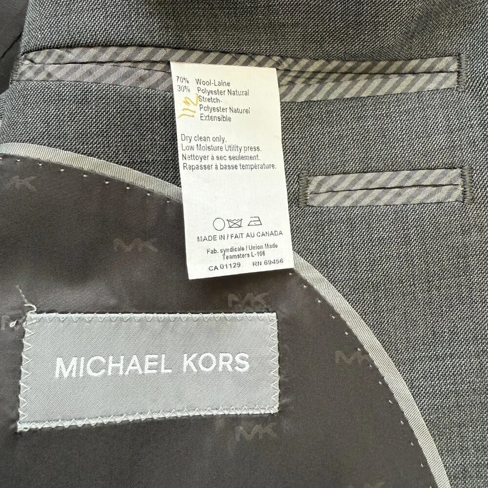 Michael Kors Wool Sport Coat Dinner Jacket Blazer Men 44L Gray Career Formal NWT